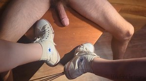 Fifi giving a shoejob in her trashed well worn Converse All Stars until he comes all over the soles | Clips4sale