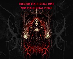 Death Metal Font • Brutal Black Metal Typeface for Gothic Horror Logos, Band Branding, Album Covers, Tattoos, Posters, Underground Merch - Etsy