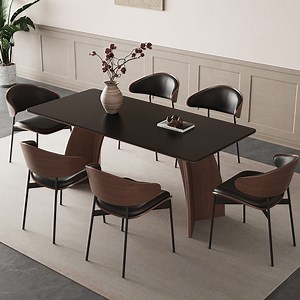 [Hot Item] Modern Villa Dining Table Set Sintered Stone Marble Top Luxury Rectangular Dining Table