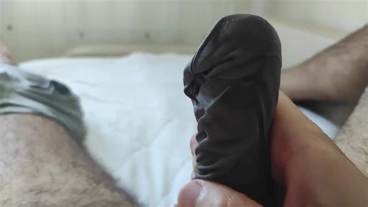 Cum in stepsister's gray silk socks