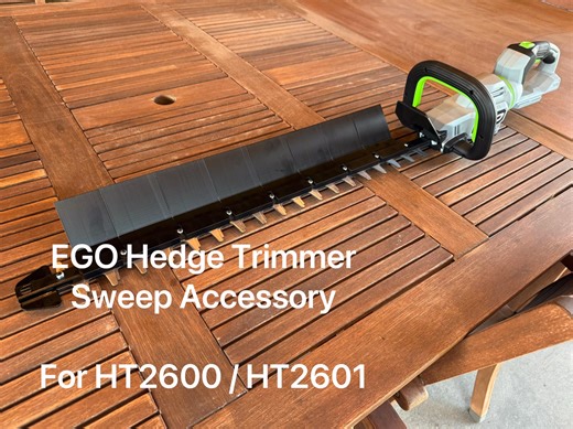 We are excited to announce our new Hedge Sweep Accessory designed specifically for EGO HT2600/HT2601 hedge trimmers! Perfect accessory to compliment one of the best hedge trimmers on the market. This was our most highly requested item after the successful launch and positive feedback of the one developed for HT2410 trimmers. The accessory can be easily clipped on to the hedge trimmer in both right-hand and left-hand configurations and then be easily removed and stored when not in use. Now live a