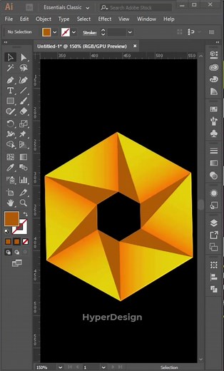 Create A Hexagonal Crystal In Illustrator #reels #illustrator #tutorial #graphicdesign #course #reelsvideo | HyperDesign