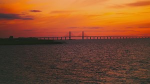 Oresunds bridge in denmark sunrise | Premium Stock Video Footage