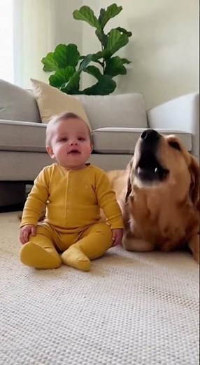 Baby & Dog Howling Together! Too Cute! 🥱🐶