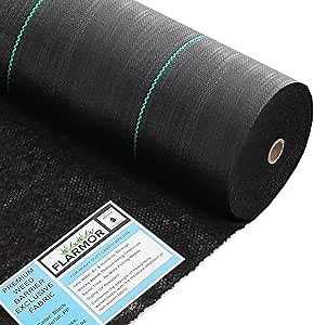 FLARMOR Woven Landscape Fabric – 6Ft x 250Ft, 5oz Weed Barrier Cloth, Heavy Duty Garden Weed Barrier Fabric Roll, Landscaping Fabric Weed Control W/WeedStop Technology, Commercial Weed Block (Black)