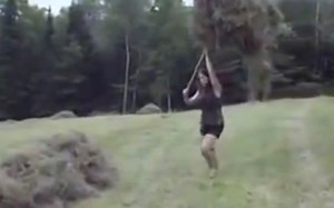 strong farm girl hay pusher feats of strength