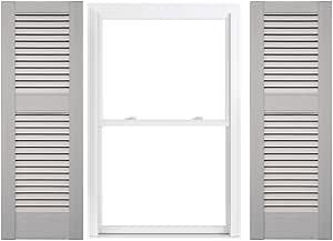 Duralok Vinyl Exterior Shutters | One Pair | Louvered 40/60 Split Straight Top Exterior Window Shutters | 18" x 39" | Primed/Paintable | Simple Installation + Hardware Included | Made in The US