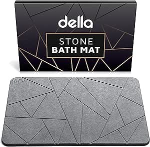 della Premium Stone Bath Mat - Luxurious Quick Drying Diatomite Bathstone for Bathroom Floor - Modern Super Absorbent Diatomaceous Earth Shower Mat, Water Absorbent Bathmat (Triangle)