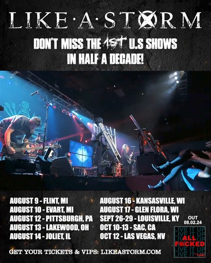 We CAN’T WAIT to be doing this with you guys again very soon!! 🇺🇸 Our first U.S dates in half a decade are right around the corner. Grab your tickets/VIPS and spread the word. We’re stoked to be seeing you all really soon! Tickets, VIPs & Show info at www.likeastorm.com | Like A Storm
