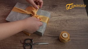 Lumintutu Silk Satin Ribbons 1-1/2 inch x 21 Yd with Wooden Spool - Handmade Fringe Frayed Golden Ribbon for Christmas Gift Wrapping, Wedding Invitations, Flower Bouquets, Baby Shower, Hair Decor.