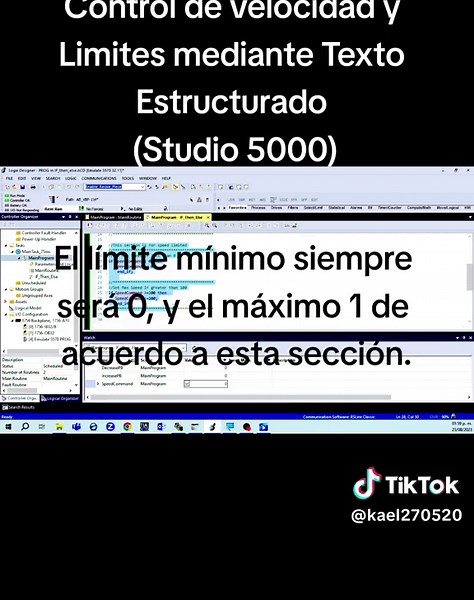 #studio5000 #plc #rslinx #emulate #Structuretext #kaelautomation #speed #control #limits #logic #textoestructurado #velocidad #control #limites #logica