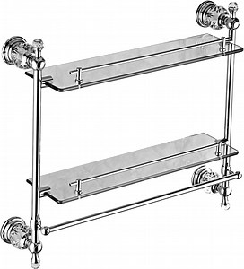 [Hot Item] Bathroom Accessories Stainless Steel Glass Shelf Bathroom Storage Rack Shower Corner Shelf Bathroom Organizer