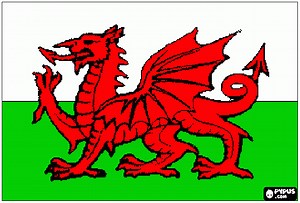 wales flag coloring page, printable wales flag