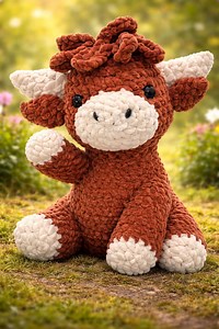 Highland Cow Crochet Pattern – Fluffy Low‑Sew Snuggler, Amigurumi Cow Lovey