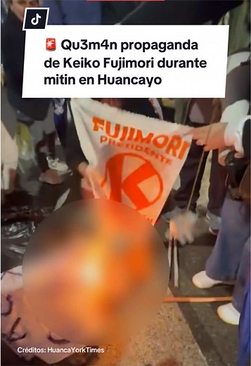 Queman propaganda de Keiko Fujimori en mitin de Huancayo