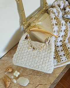 White Crochet Summer Bag: Sardine Handle, Seashell Details - Etsy