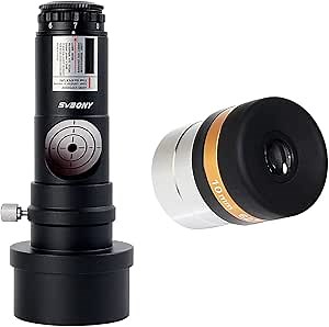 SVBONY Red Laser Collimator with 2 inch Adapter Bundle with 10mm Telescope Eyepiece Wide Angle 62 Degree Aspheric Eyepiece for Astronomic Telescopes
