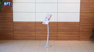 M&T Displays Curved Menu Board, 8.5x11 Pedestal Sign Holder Pale Rose Floor Standing Aluminum Front Loading Easy Open Poster Message Advertisement Holder For Restaurant Cafe Hotel