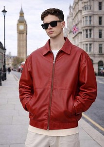 Handmade 90s Red Sheep Leather Bomber Jacket – Men's Retro Style - Etsy Canada