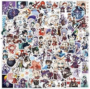Genshin Impact Stickers[100pcs] Waterproof for Decal Laptop Water Bottle Car Cup Computer Guitar Skateboard Luggage Bike Bumper Kid/Teen Gift(Genshin Impact Stickers)