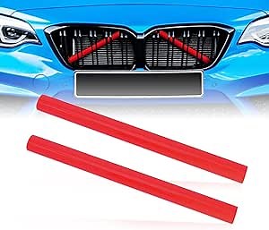 Alpha Rider Compatible with BMW F20 F30 F21 F22 F23 F31 F32 F33 F34 F36 F40 F44 Front Grille Insert Trim Strips Cover Frame Car Decorations Stickers Red (2PCS)