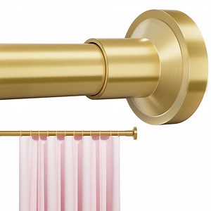 Shower Curtain Rod 32-61 Inch,Adjustable Spring Tension Stainless Steel Telescoping No Drill Rod for Bathroom,No Slip, No Rust,Gold