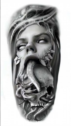 Bio Organic GirlSkull Design to Tattoo Art #shorts