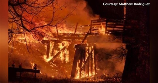 Video shows bridge engulfed in flames; Officials suspect arson