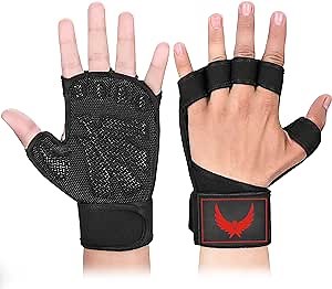 HUNTER Gym Gloves, Weight Lifting Gloves Ventilated Gym Gloves with Wrist Wraps