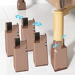 WOWNOVA 2in/4inch Bed Furniture Heavy Duty Risers Pack Desk Risers for Bed Desk Sofa Legs to Elevate Height, for Dorm Chair Twin XL, Couch Table Risers Height Extenders, 4Pcs (4In-Brown-for Leg)