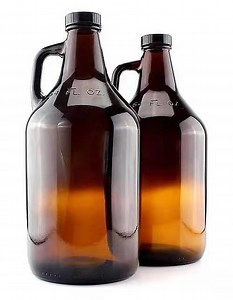 [Hot Item] Wholesale 64oz Amber Round Glass Beer Growler Bottle 1/2 Gallon Amber Growler Beer Jug