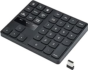 Wireless Numeric Keypad, 2.4G Number Keypad Rechargeable Ultra-Silent External, 35-Keys Portable USB Numeric Pad for Laptop, Desktop, PC, Notebook