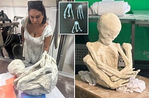 Bizarre three-fingered ‘alien mummies’  are real and contain unique DNA, filmmakers say
