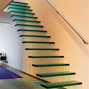 [Hot Item] Pre-Buried Steel Beam Support Indoor Glass Floating Staircase