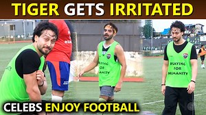 Bollywood actor Tiger Shroff played football with other celebs. During the match, the actor gets irritated while playing. | Bollywood Now