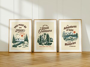 Retro Outdoors Art Camp Prints Camping Art Posters Set of 3 Camping Wall Decor Nature Art Outdoorsy Wall Art Cabin Decor RV Gift for Camper - Etsy