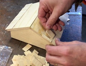 Dollhouse Miniature Pine Roofing Shingles - 300 Piece Wooden Craft Supplies for, Dollhouse, Model Railroad, Diorama Crafts