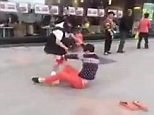 Shocking moment man pulls down girl's underwear in public