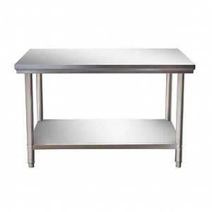 [Hot Item] four round tube legs stainless steel two tier kitchen work table with bottom shelf