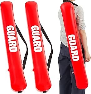 Wettarn 3 Pcs Guard Inflatable Tube Float with Adjustable Belt Pool Safety Equipment PVC Pool Float Tube Water Tube Flotation Devices for Halloween Cosplay Dress Props, Red, 39.37 x 5.9 x 5.1 Inch