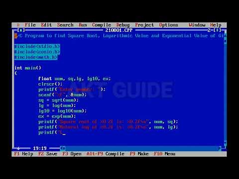C Program to find Square Root, Logarithmic Value and Exponential Value of Given Number//akt guide