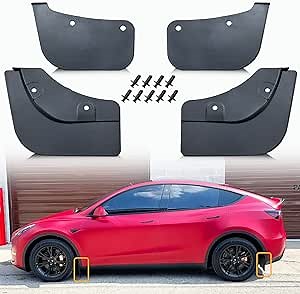 Mud Flaps for Tesla Y - Splash Guards for Model Y 2023 2022 2021 2020, NO Need to Drill Holes, Front/Rear Splash Mudguard