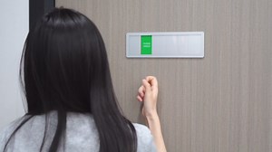 Office Door Signs Do Not Disturb, Please Knock, In A Meeting, Out Of Office, Working Remotely 5 Options Privacy Door Slider Sign For Meeting & Conference Room Brushed Silver