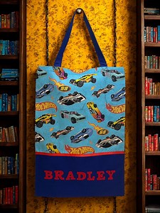 Childrens Library Tote Bag, Handmade, Personalised - Hot Wheels - Etsy Canada