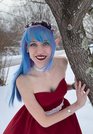 Winter Snow Fairy in a Red Dress