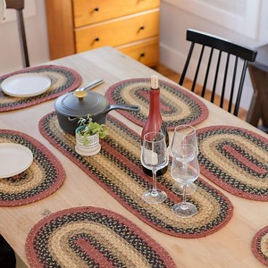 Homespice - Highland Colorful Table Runner, a Hand Braided Long Table Runner to Use as a Country Style Dinner Table Runner - Reversible and Durable - Oval Table Runner Woven with Jute, 11x36 Inches