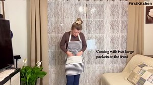 Kitchen Apron Women, Canvas Apron with Pockets, Black and White Striped Apron, Cooking Aprons for Women, Men Chef, Kitchen Bib Apron for Baking, Grilling and Gardening