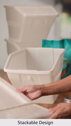 WTM CBCL-24 Stackable Bins with Hinged Lids, 24-Quart, Clear, Pack of 3