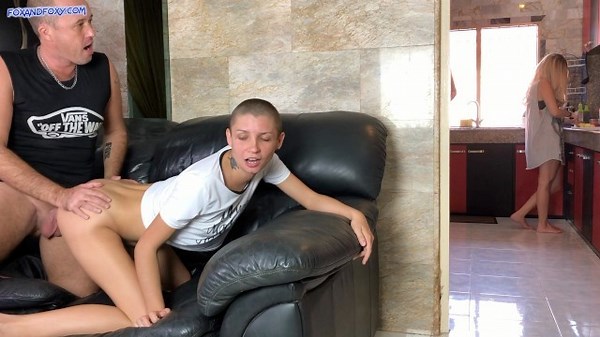 Mom caught me when my boyfriend cum in my pussy while she was cooking