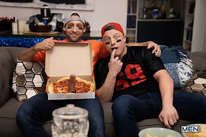 Dom King has some surprise in the pizza for Logan Aarons